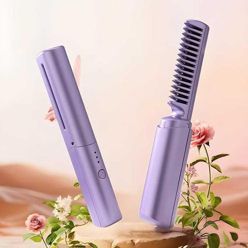 Meneflix Cordless Mini Hair Straightener – Portable Rechargeable Hot Comb